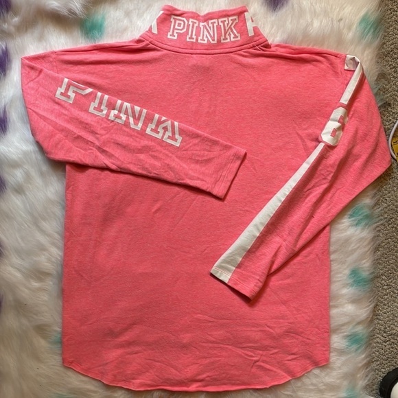 Pink‎ Victoria’s Secret Pink Long Sleeve Quarter Zip Sweatshirt Pullover Size M - Picture 4 of 6
